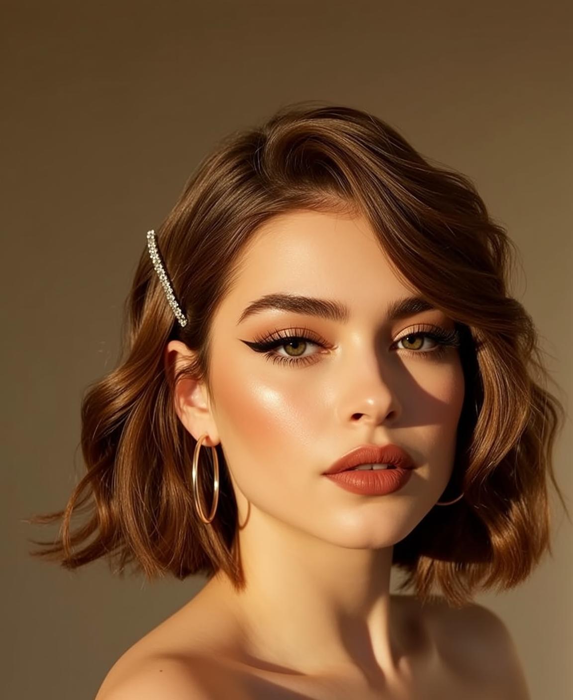Hair Salon Young Wavy Brown Bob Fair