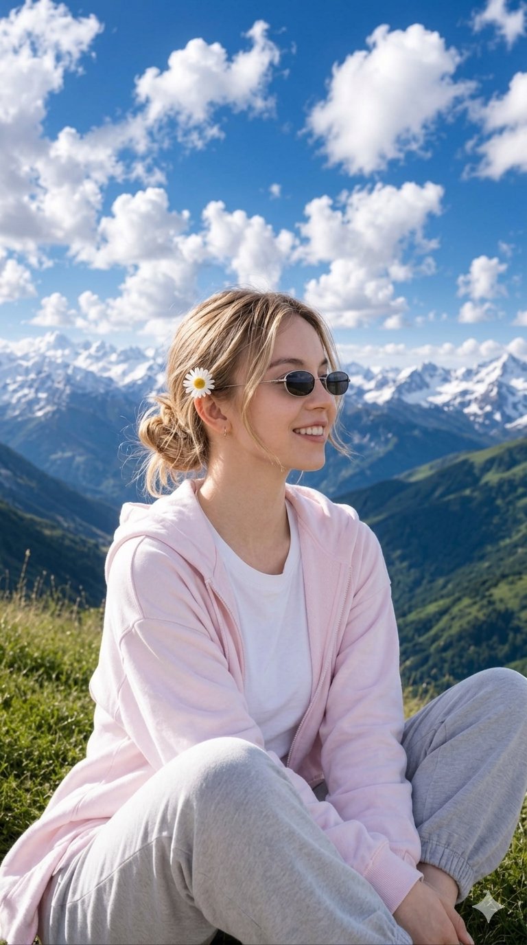 Cross Legged Mountain Slope Pink Hoodie Daisy Sunglasses