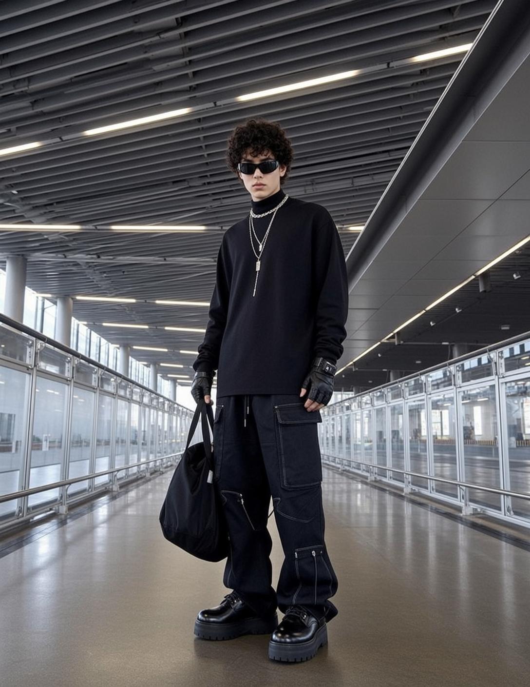 Young Curly Black Hair Light Skin Turtleneck