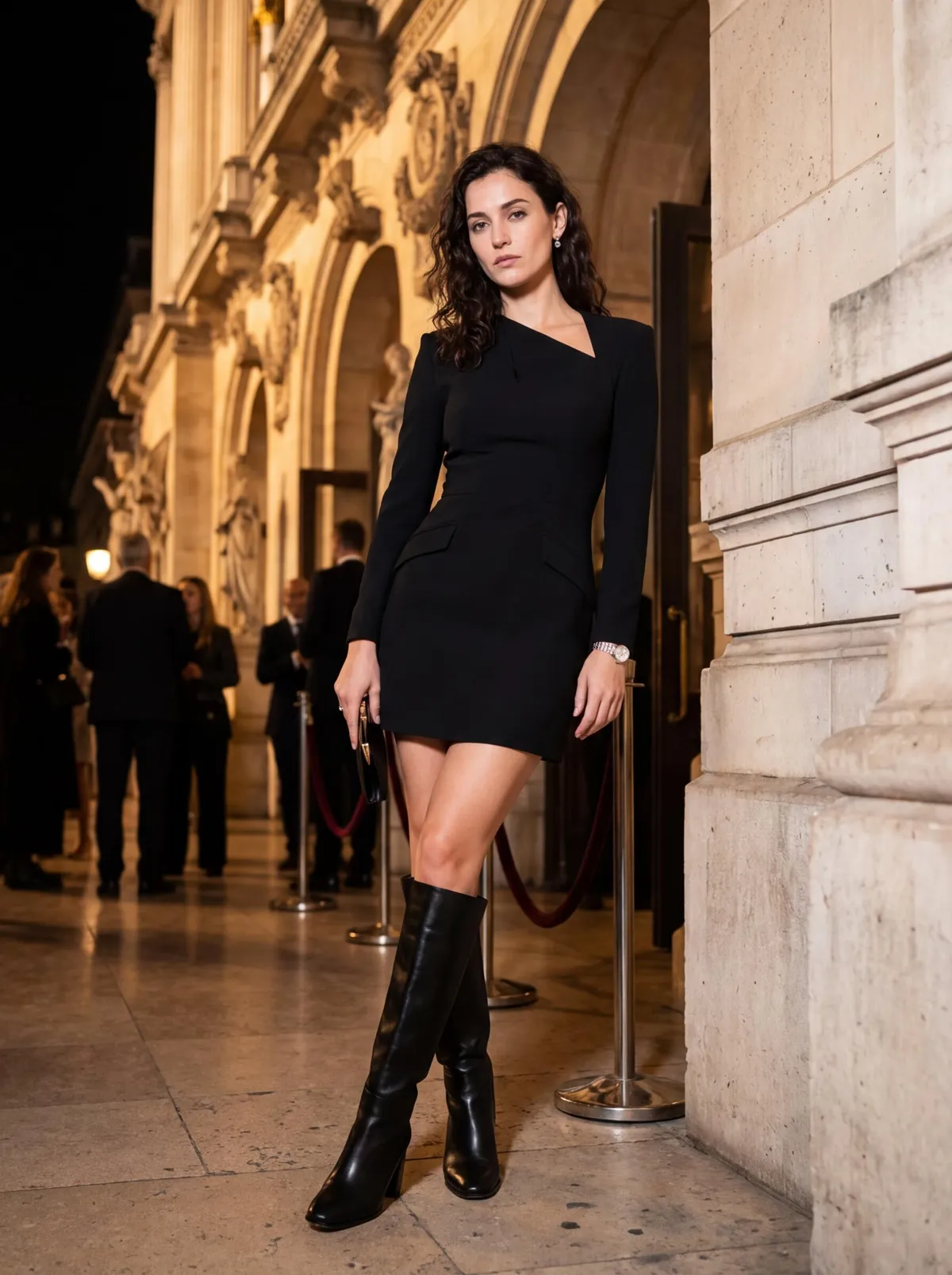 Earrings And Watch With Black Dress
