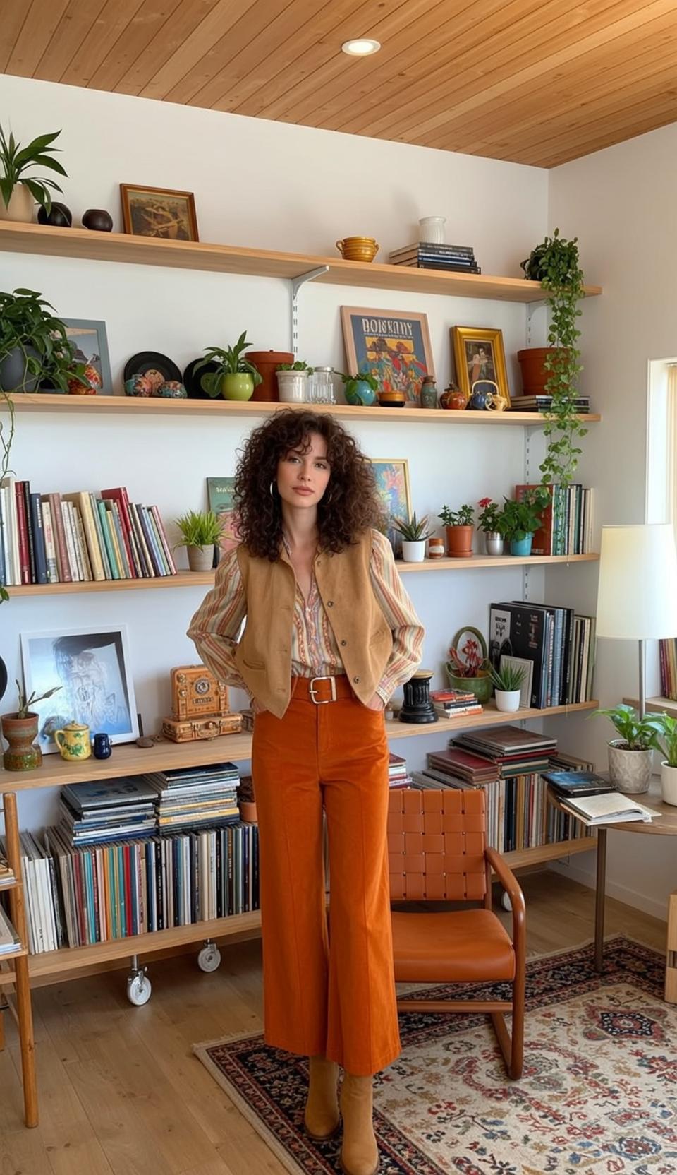 Orange Corduroy Living Room Look