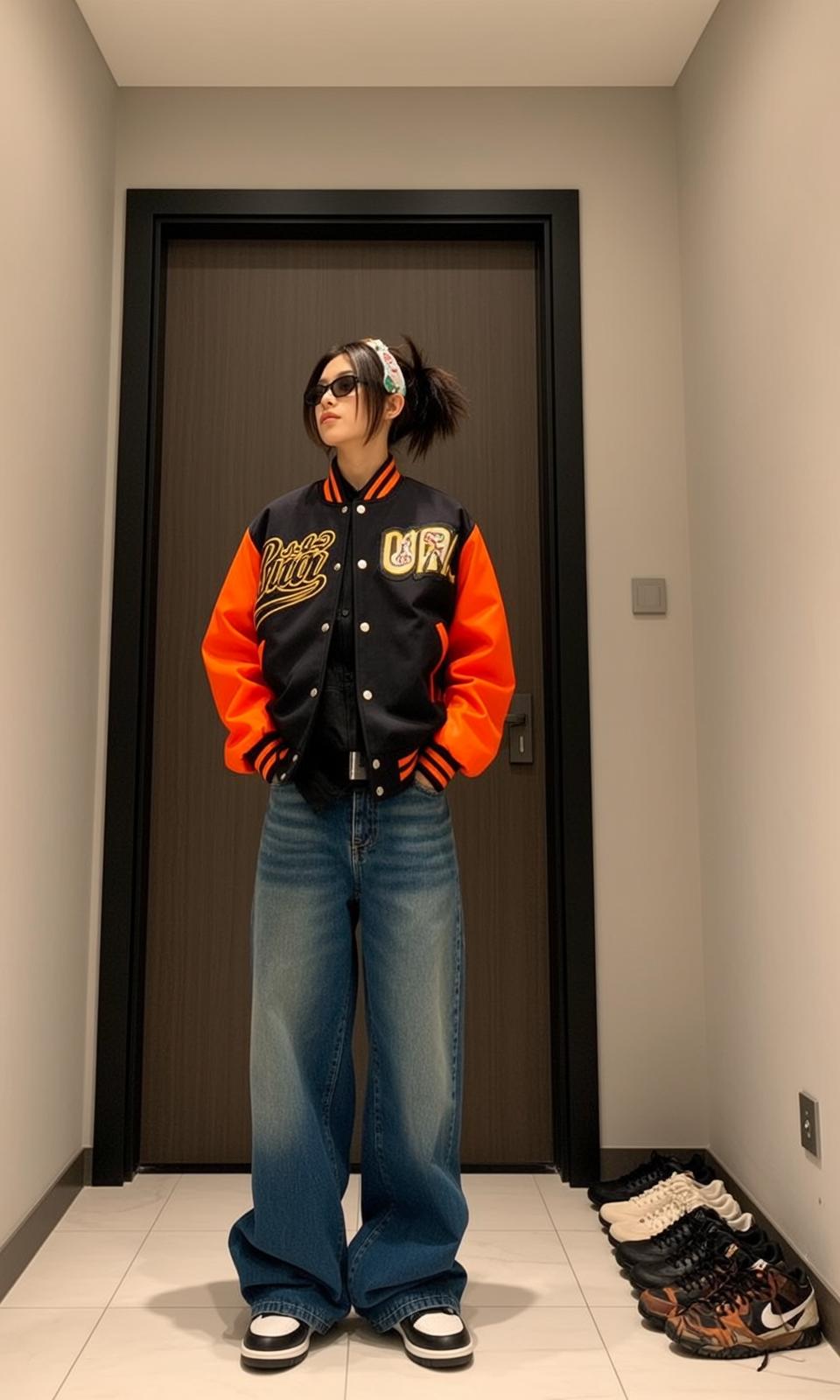 Varsity Jacket Hallway Sneakers Row