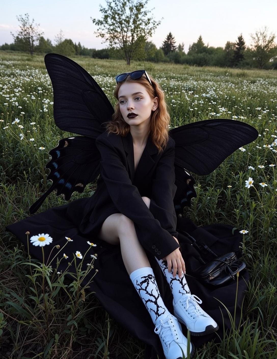 Fairycore Young Wavy Auburn Fair Black Blazer