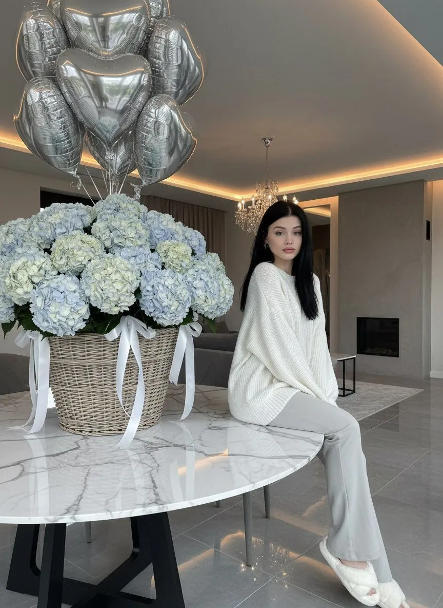 Elegant Hydrangea Living Room