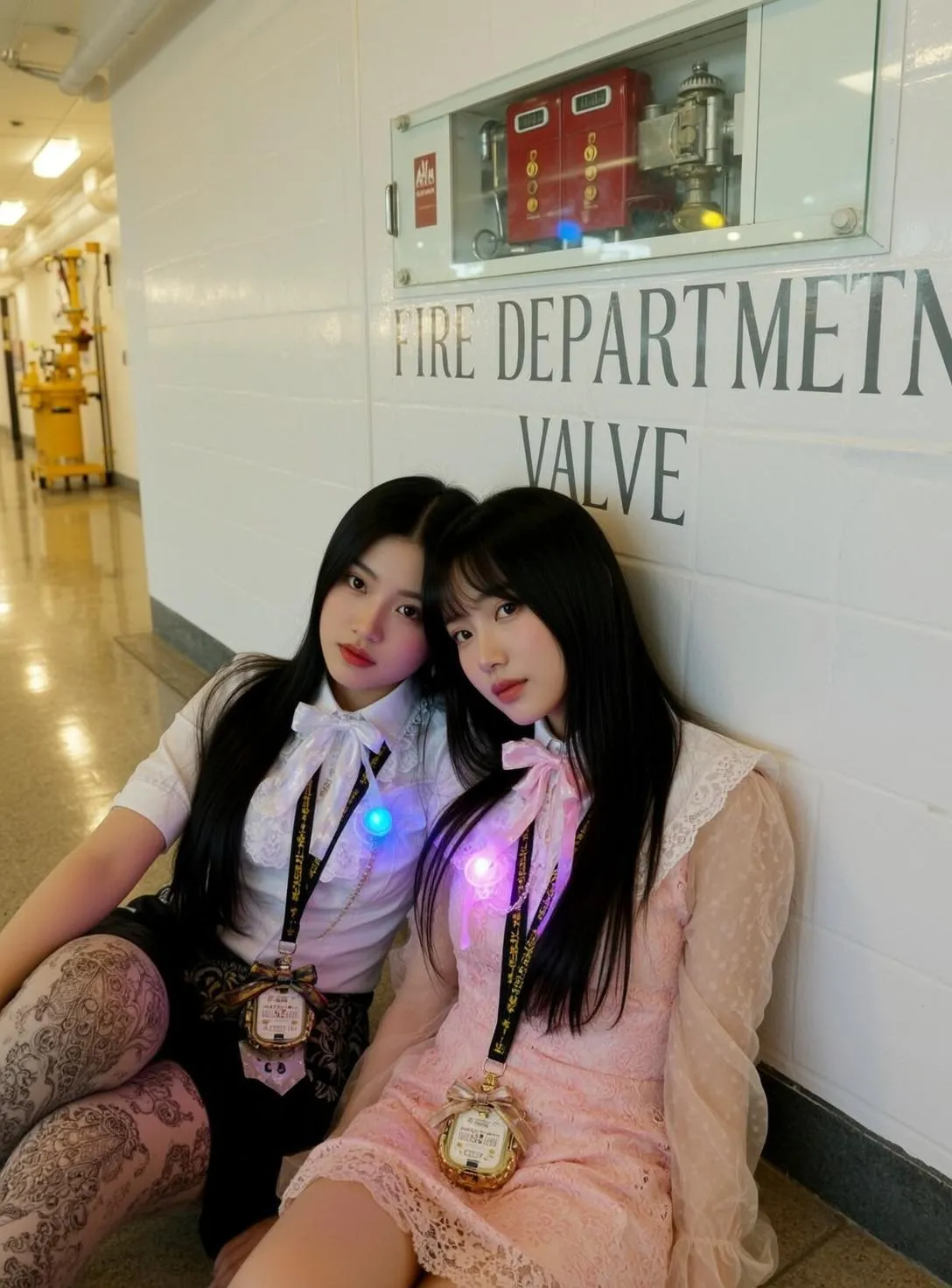Explore Two Young Women Are Sitting Floor