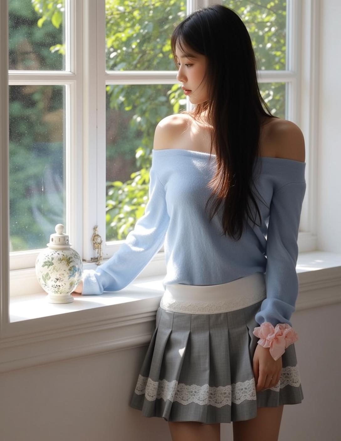 Window Sweater Pensive Portrait