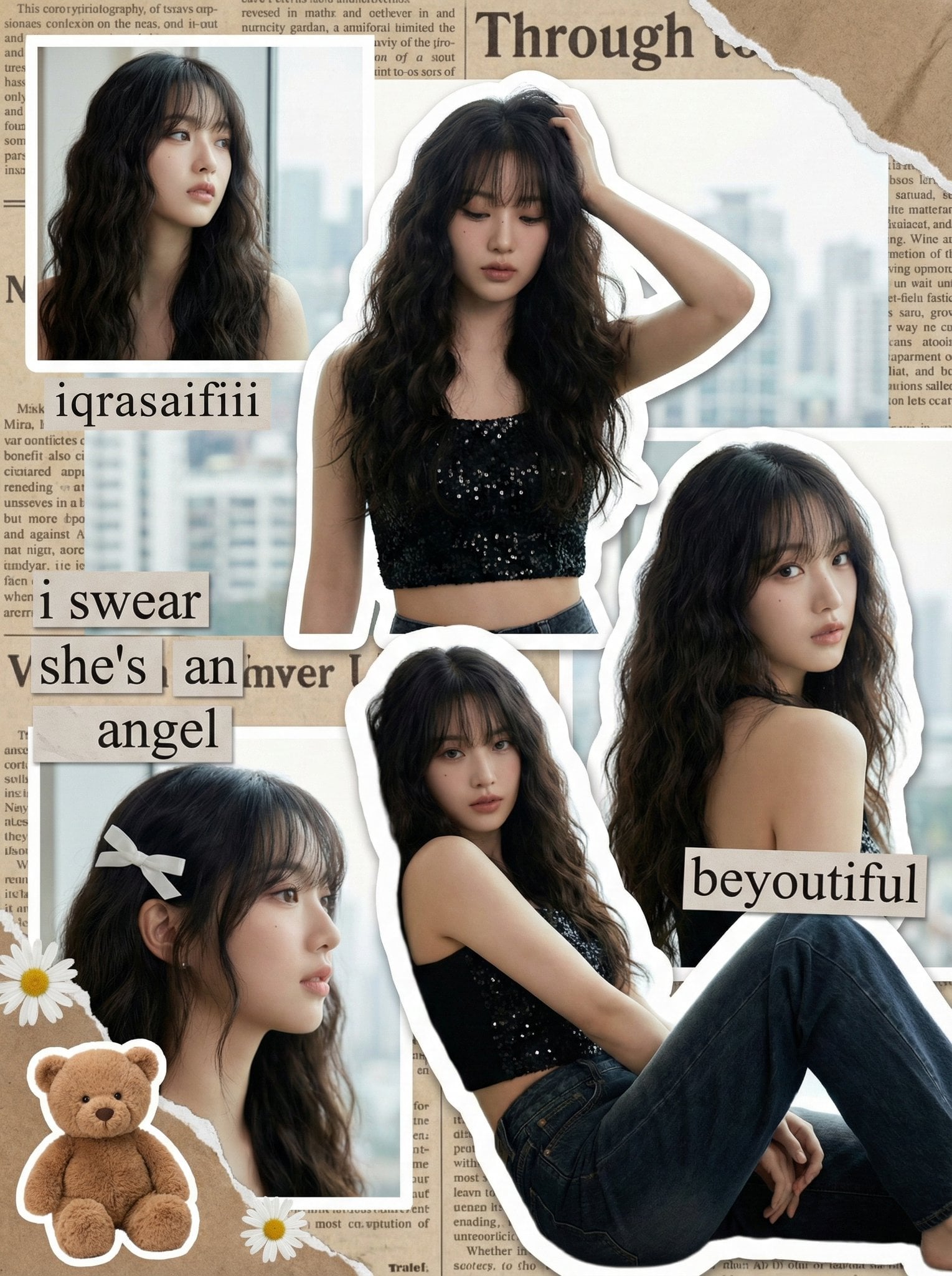 Y2k Kpop Idol Fan Art Collage Sticker Style