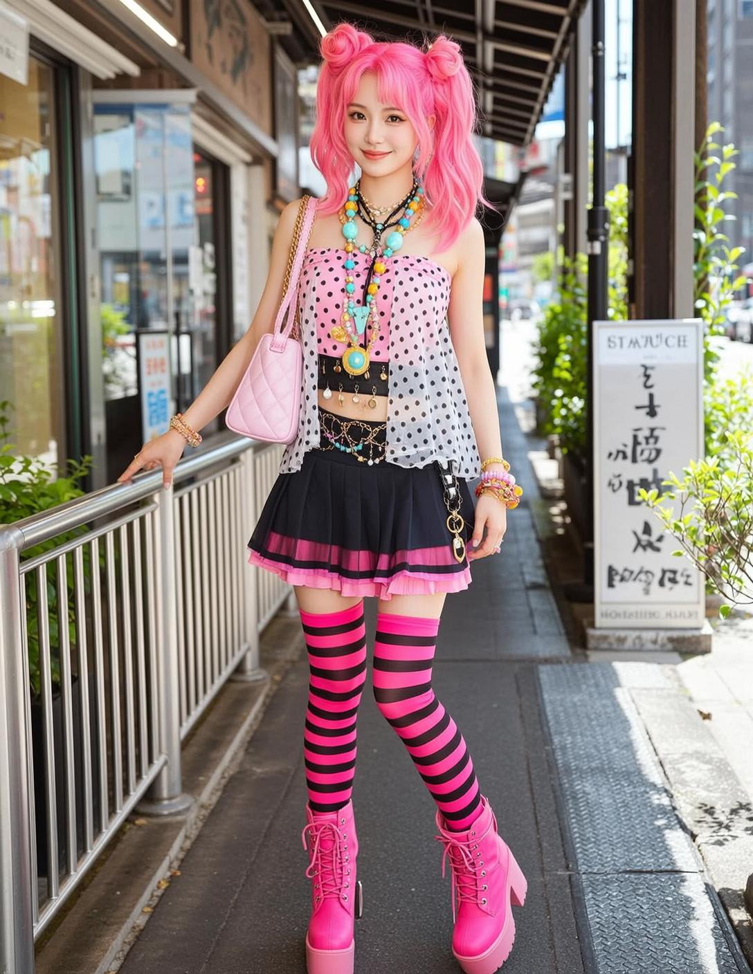 Polka Dot Top Pleated Skirt