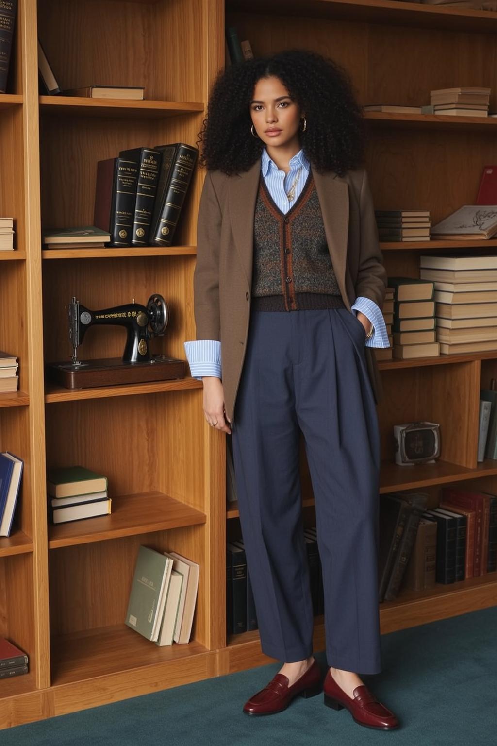 Brown Blazer Library Style