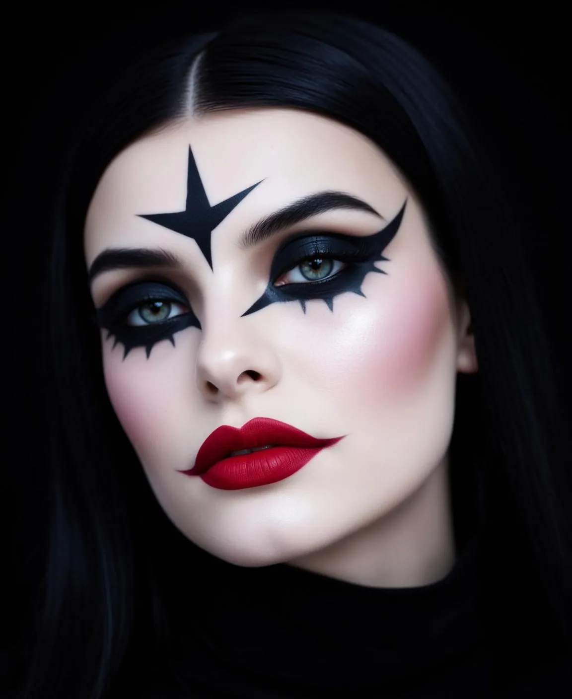 Halloween Makeup Young Long Straight Black Pale