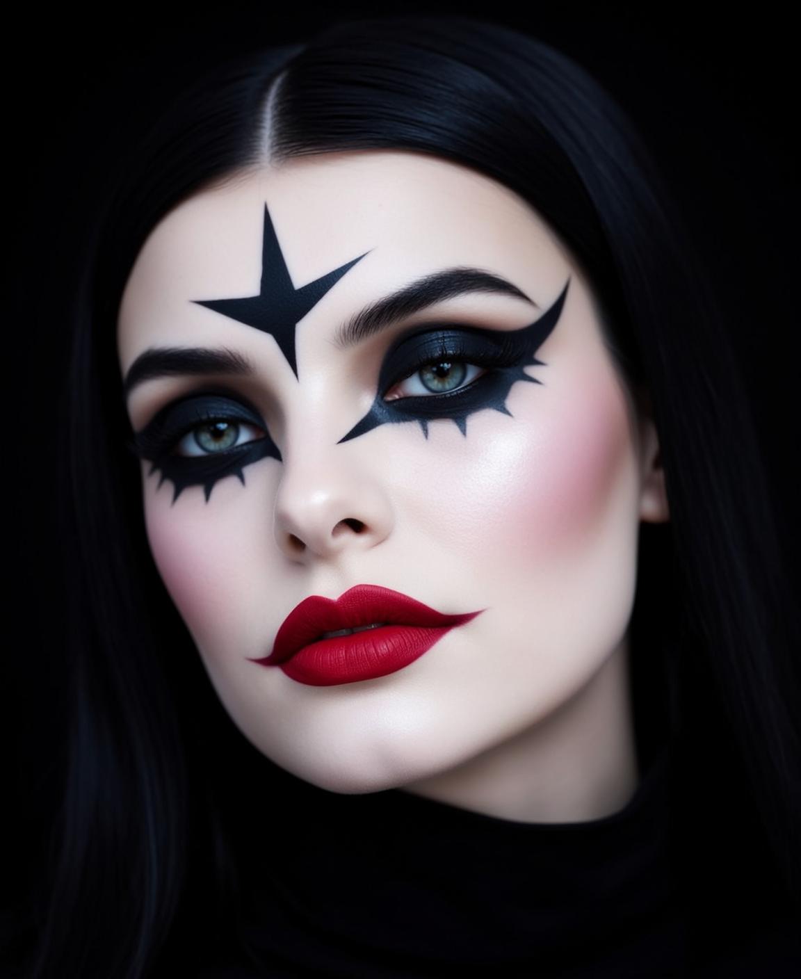 Halloween Makeup Young Long Straight Black Pale
