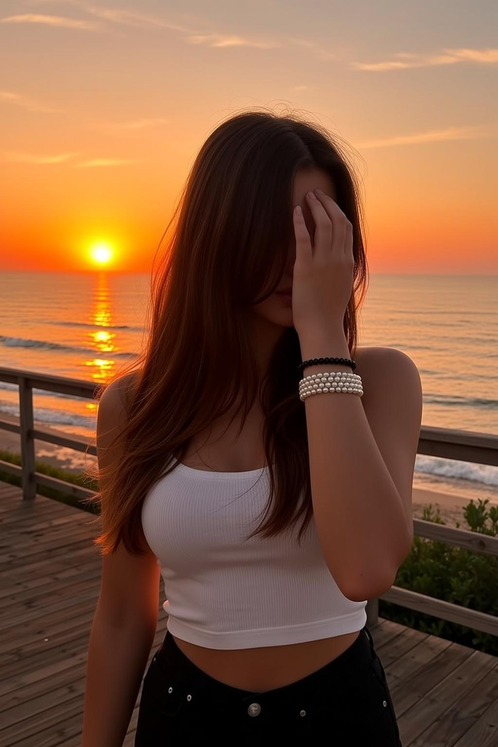 Beach Boardwalk Sunset Pearl Bracelets