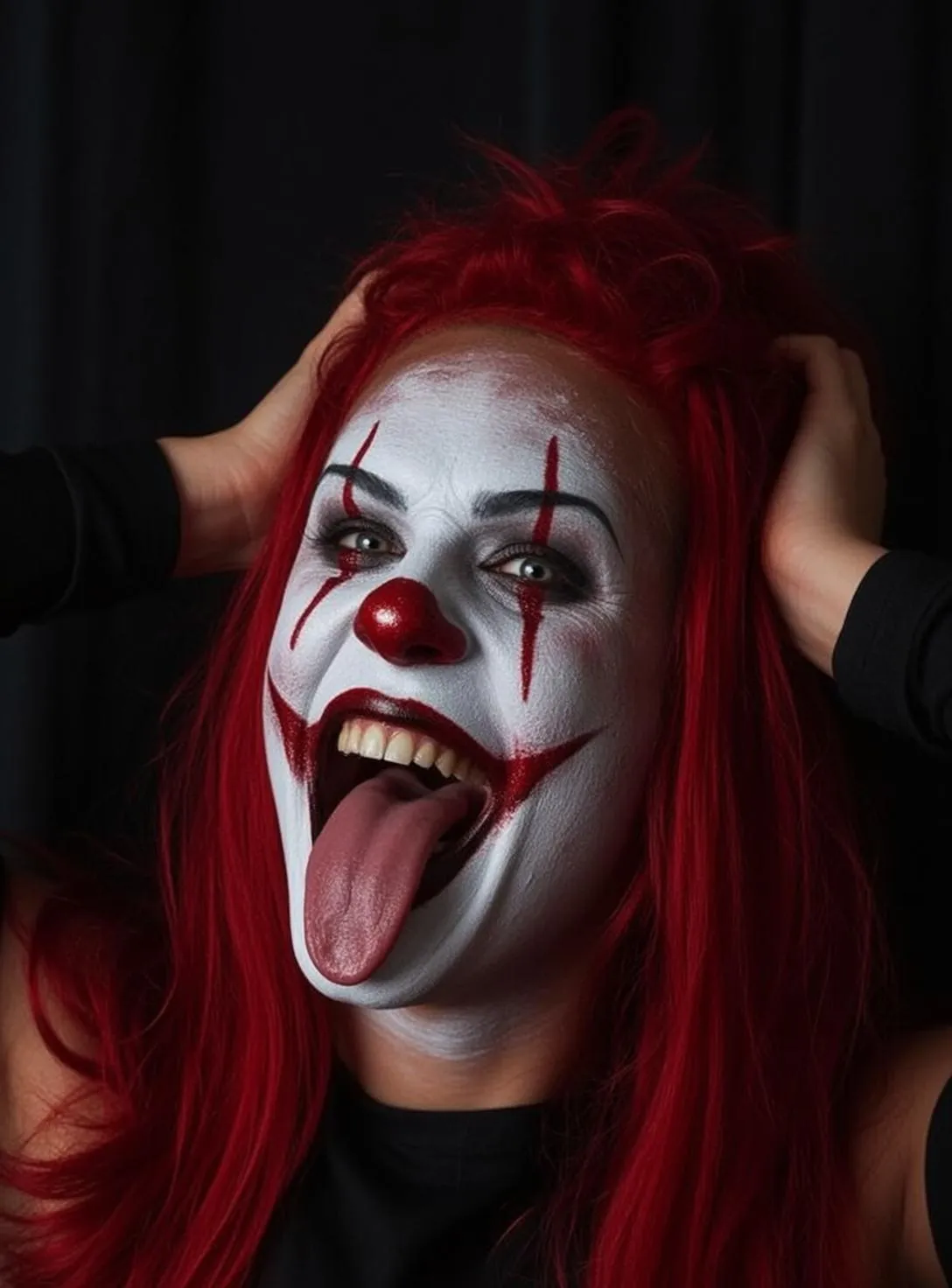 Halloween Makeup Clown Bright Red Messy White