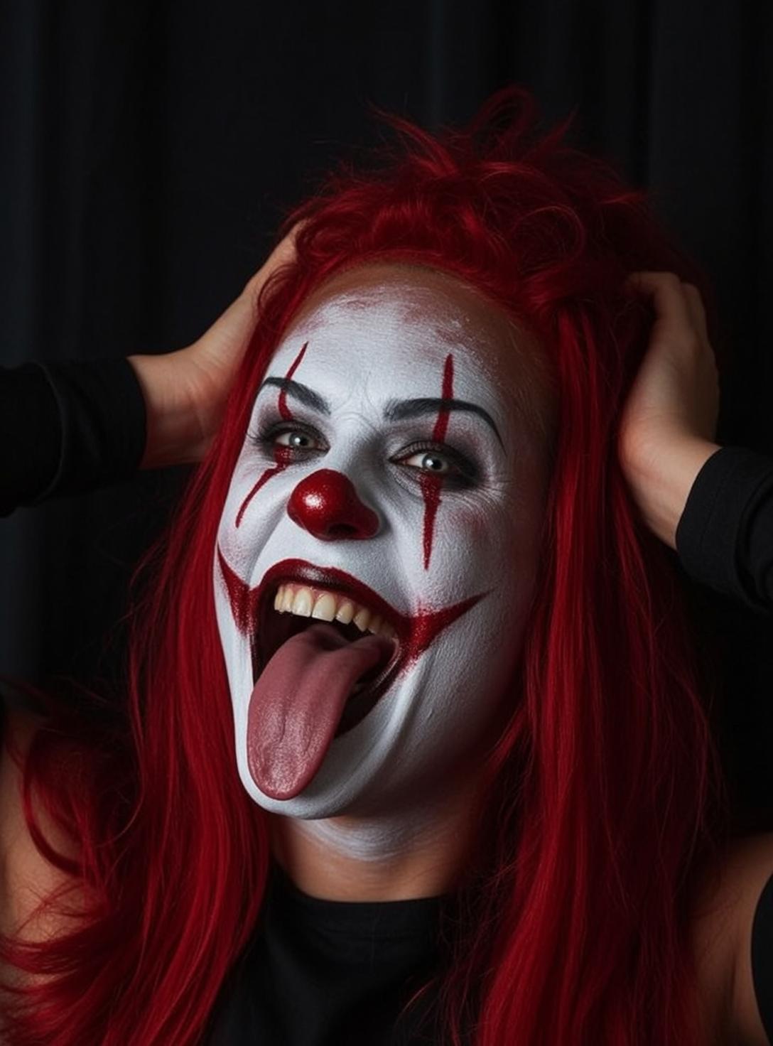 Halloween Makeup Clown Bright Red Messy White