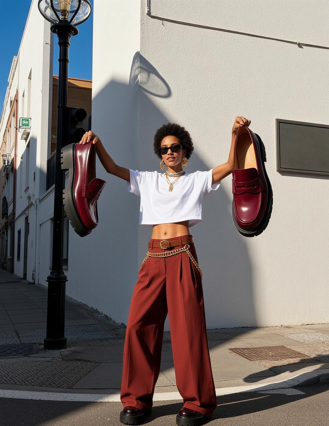 Maroon Trousers Street Fashion