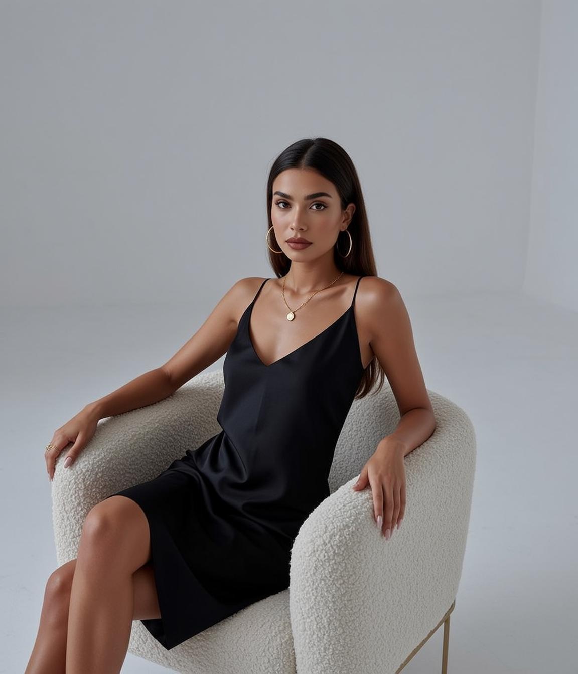 Cream Armchair Portrait Pose