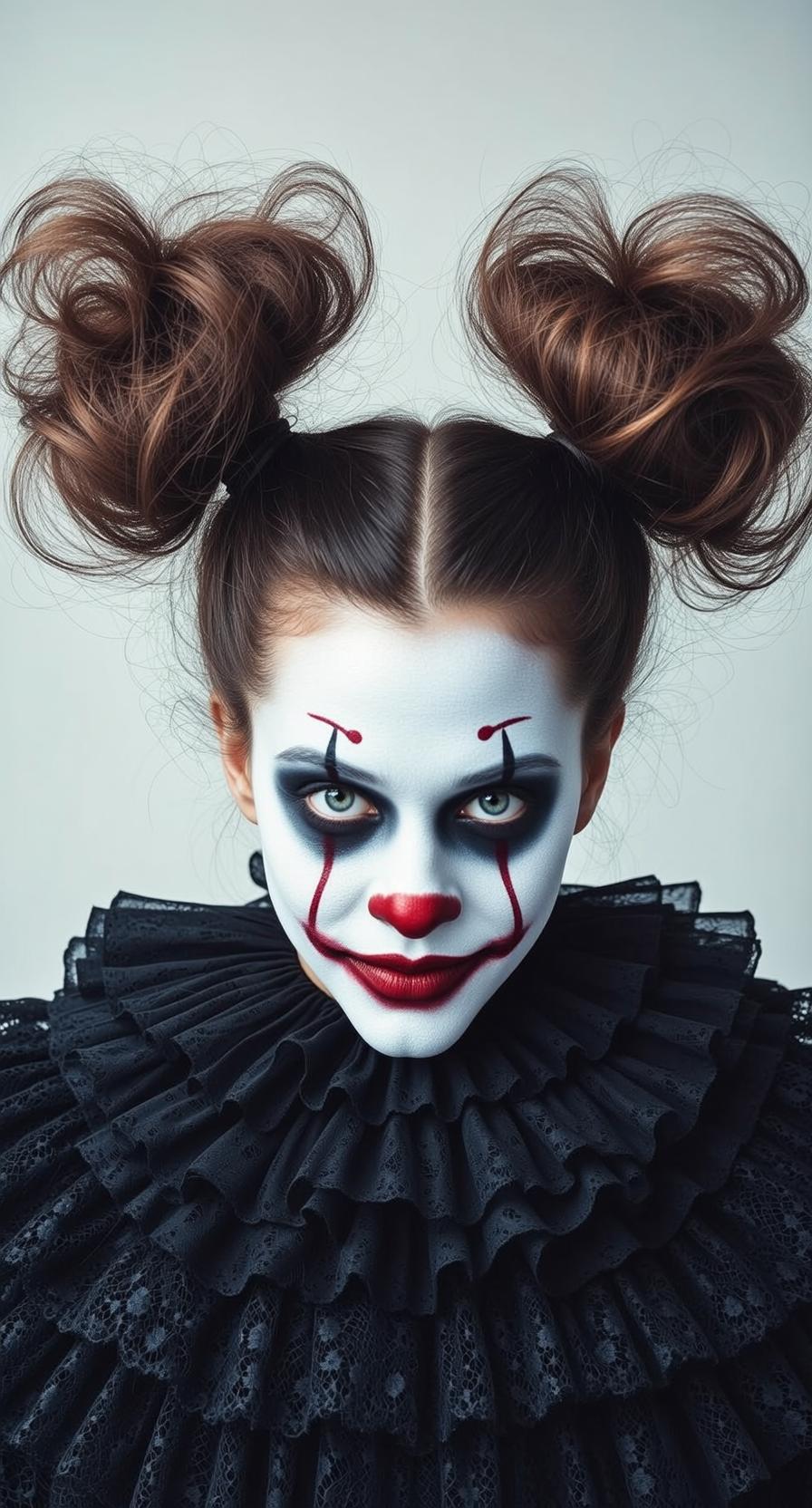 Halloween Makeup Young Dark Brown Styled Two