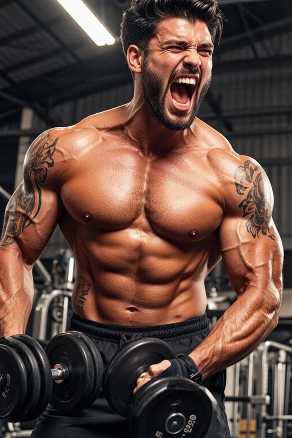 Muscular Dark Short Tanned Black Athletic Shorts