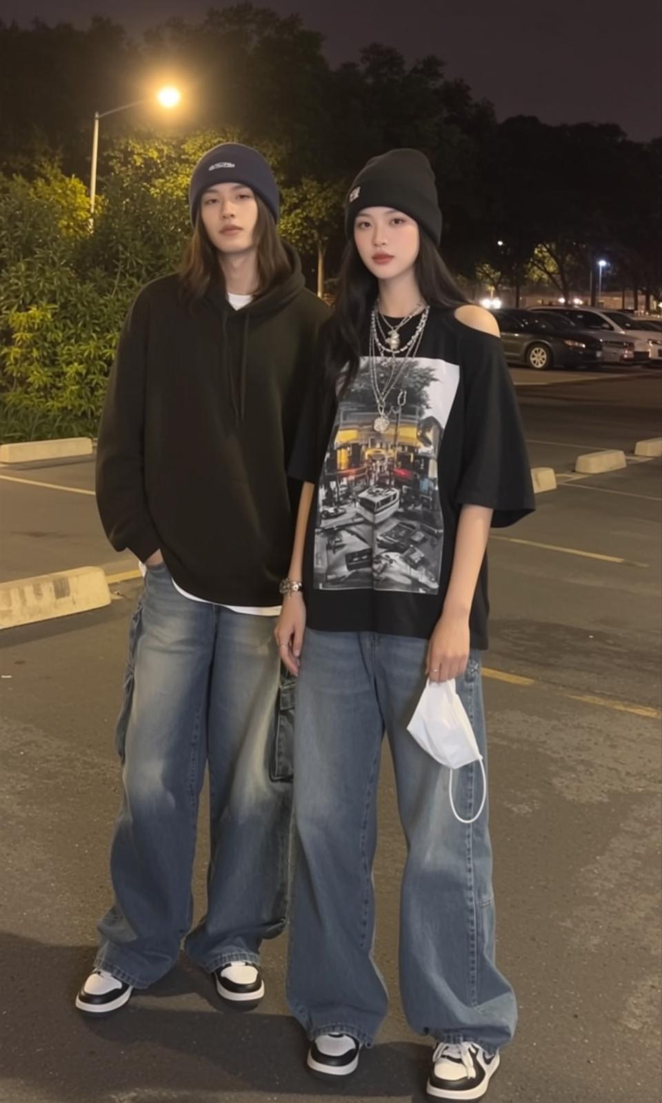 Skater Young Long Brown Hair Black Fair