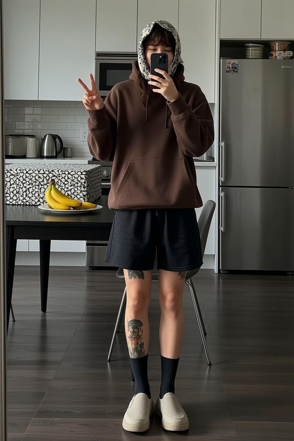 Casual Young Dark Brown Partially Covered Fair