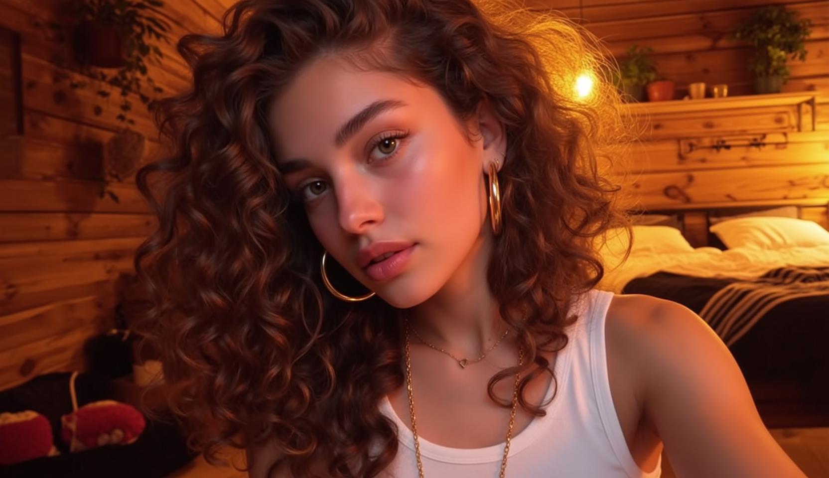 Explore Captured Close-up Her Body Angled Slightly