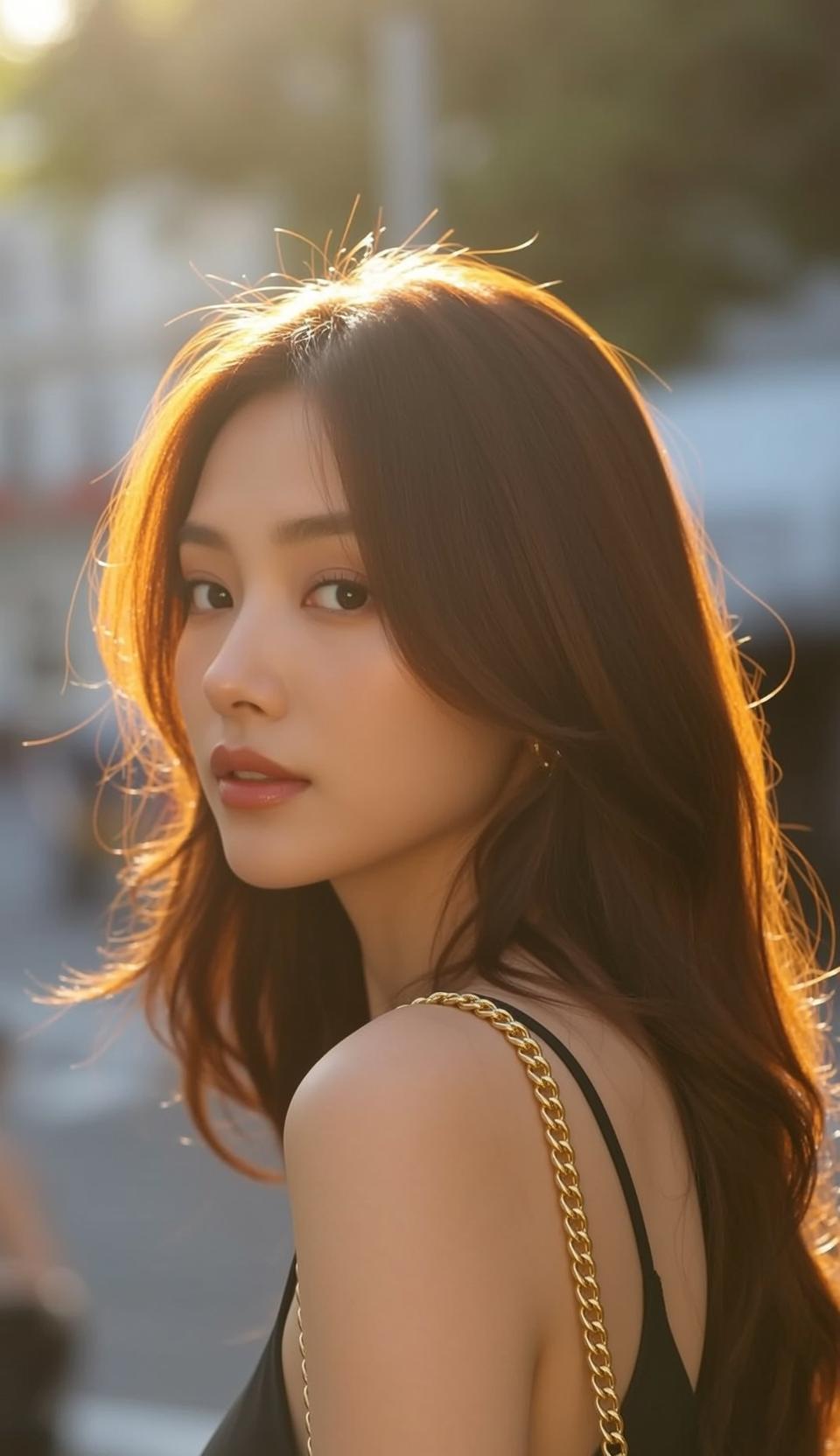 Hair Salon Young East Asian Long Wavy