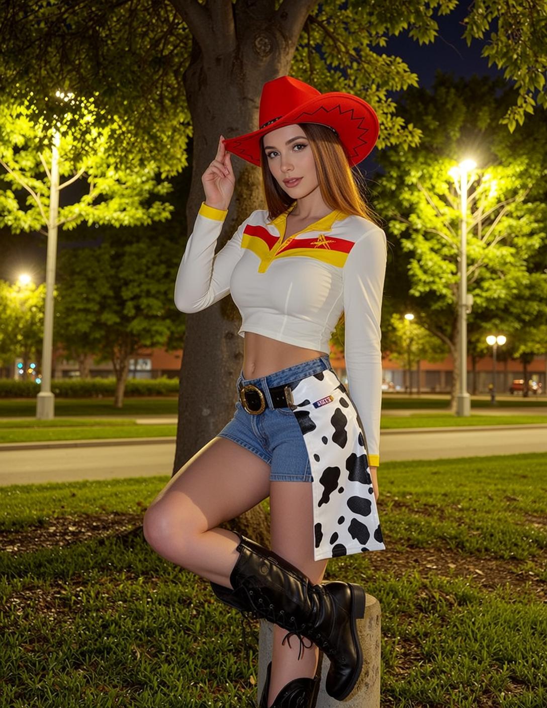 Striped Cowgirl Park at Night