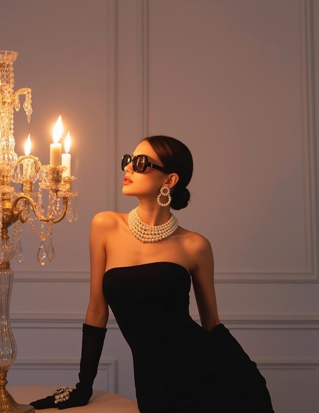 Black Dress Opulent Indoors Candelabra