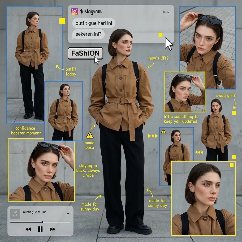 Urban Collage Outfit Concrete Wall Grid