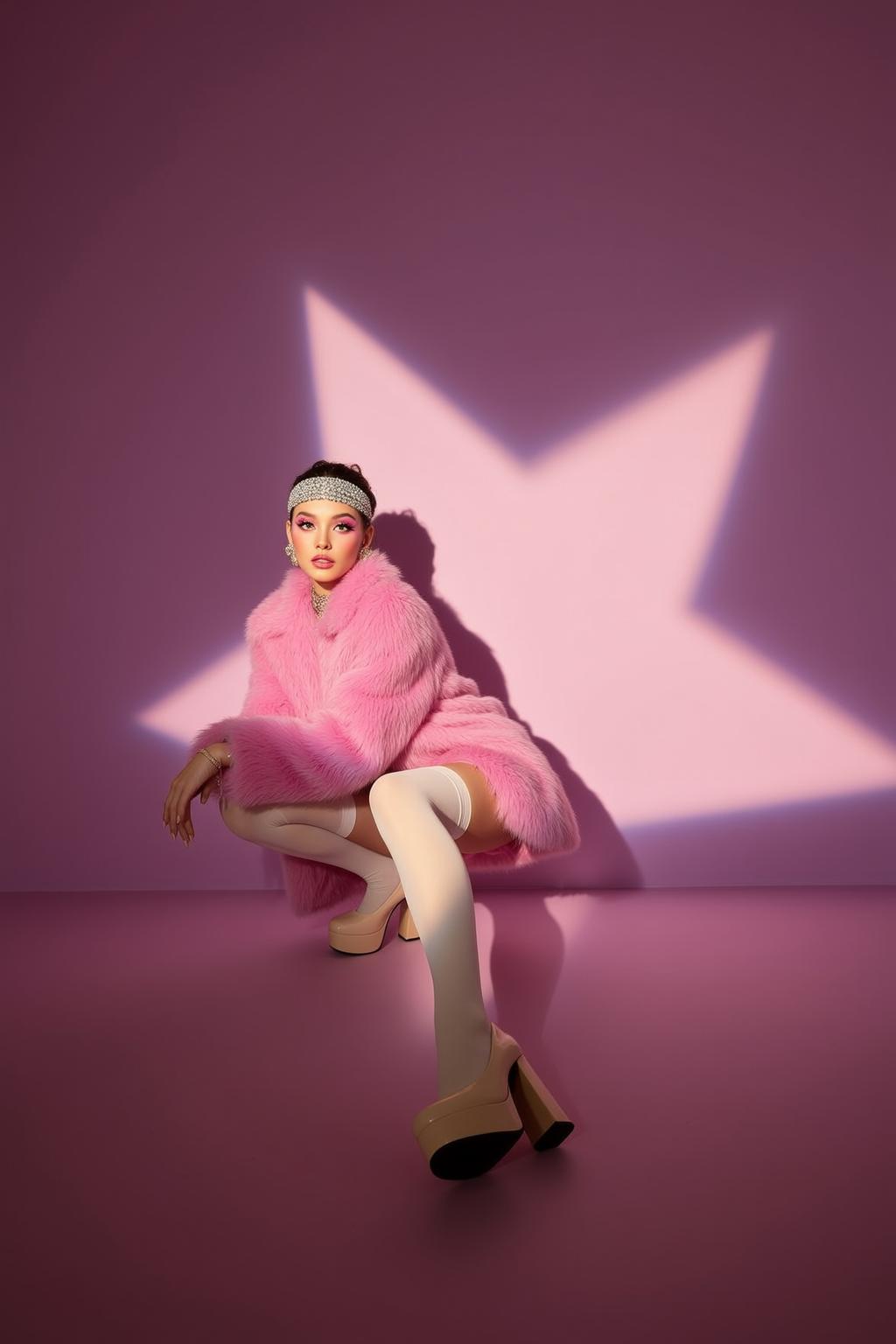 Pink Fur Star Floor