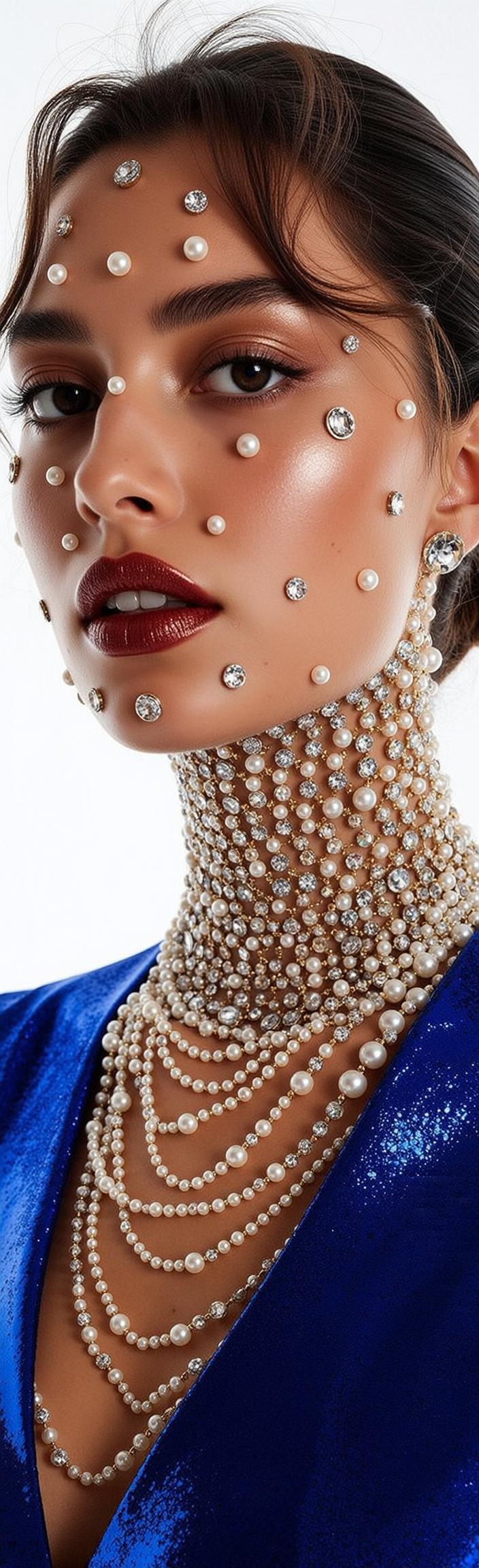 Photorealistic Close-up Portrait Woman Face And Neck Oriented Vertically Showcases