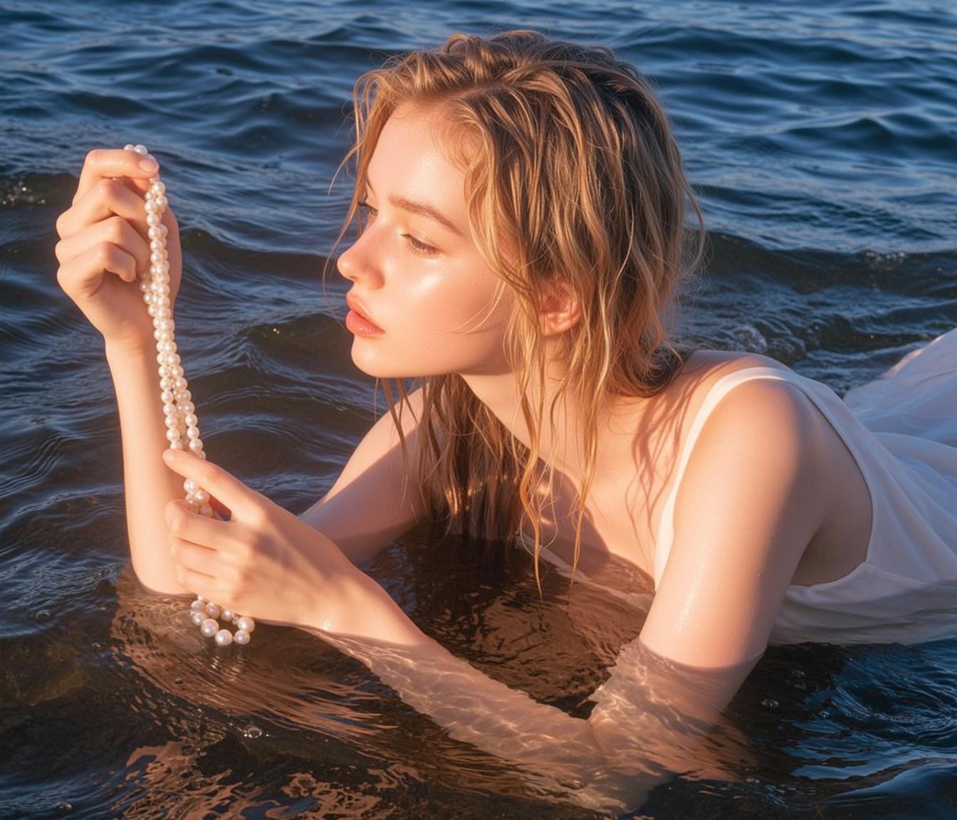 Pearl Necklace Water Portrait