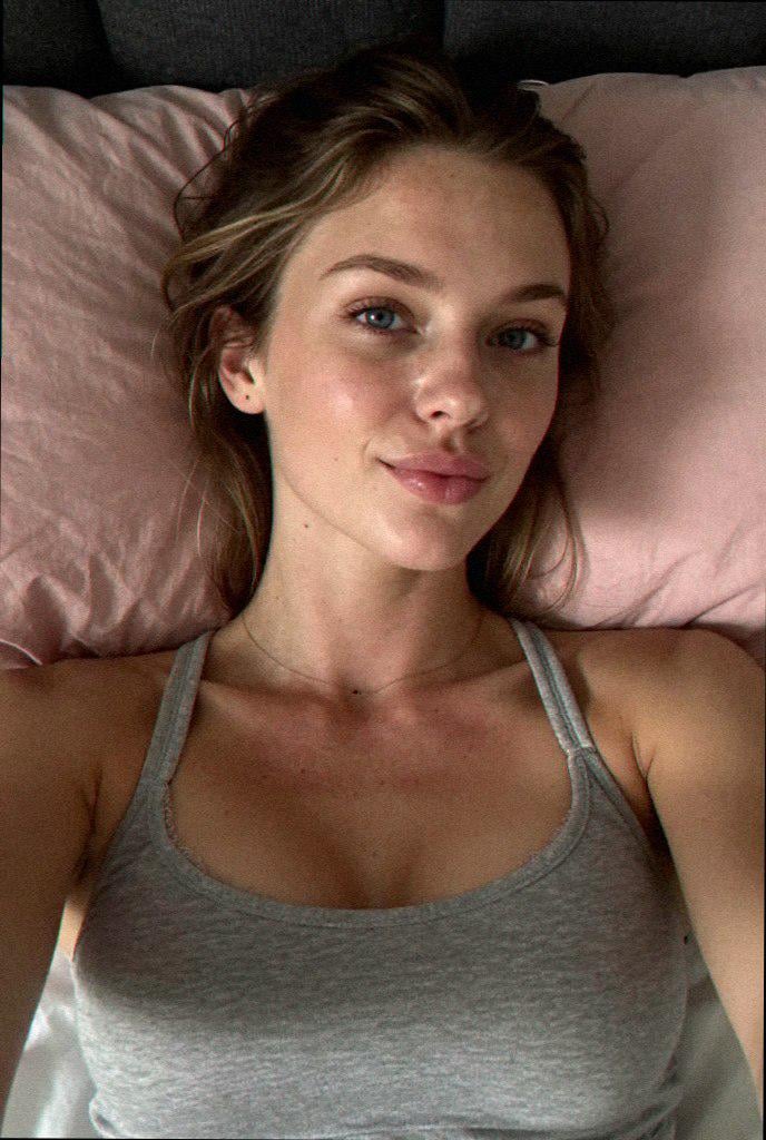Face In Bed Heather Gray Tank Top Gold Necklace