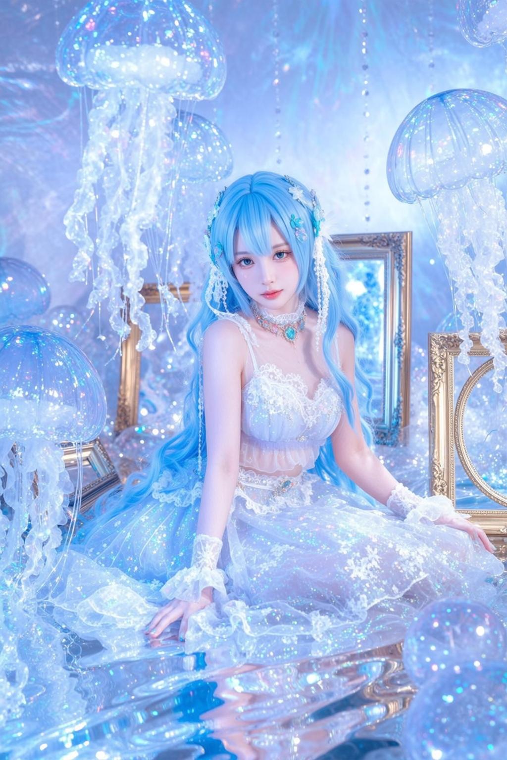 Underwater Blue Dress Pose