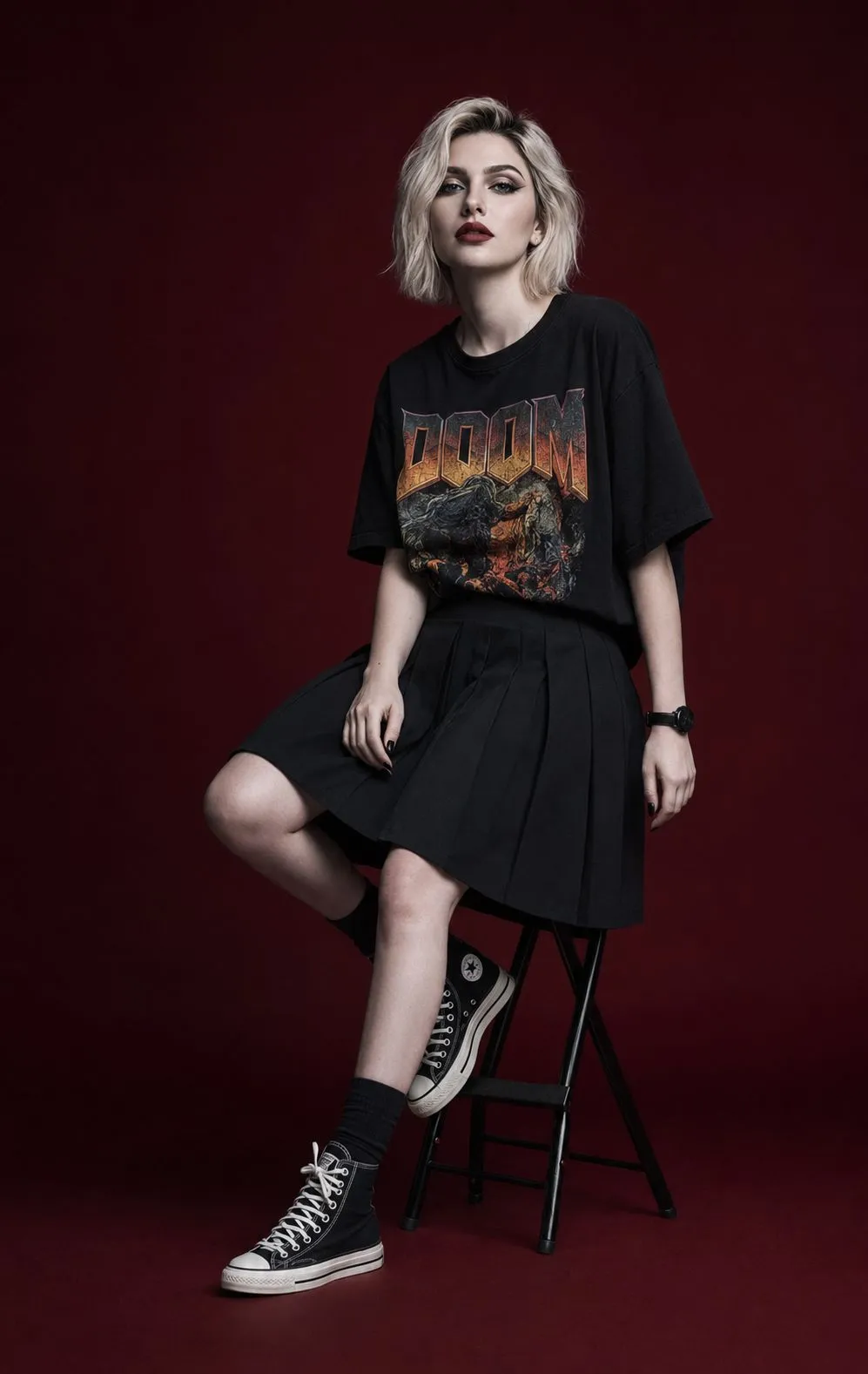 Black Oversized T Shirt Featuring Graphic Remix In Metal Folding
