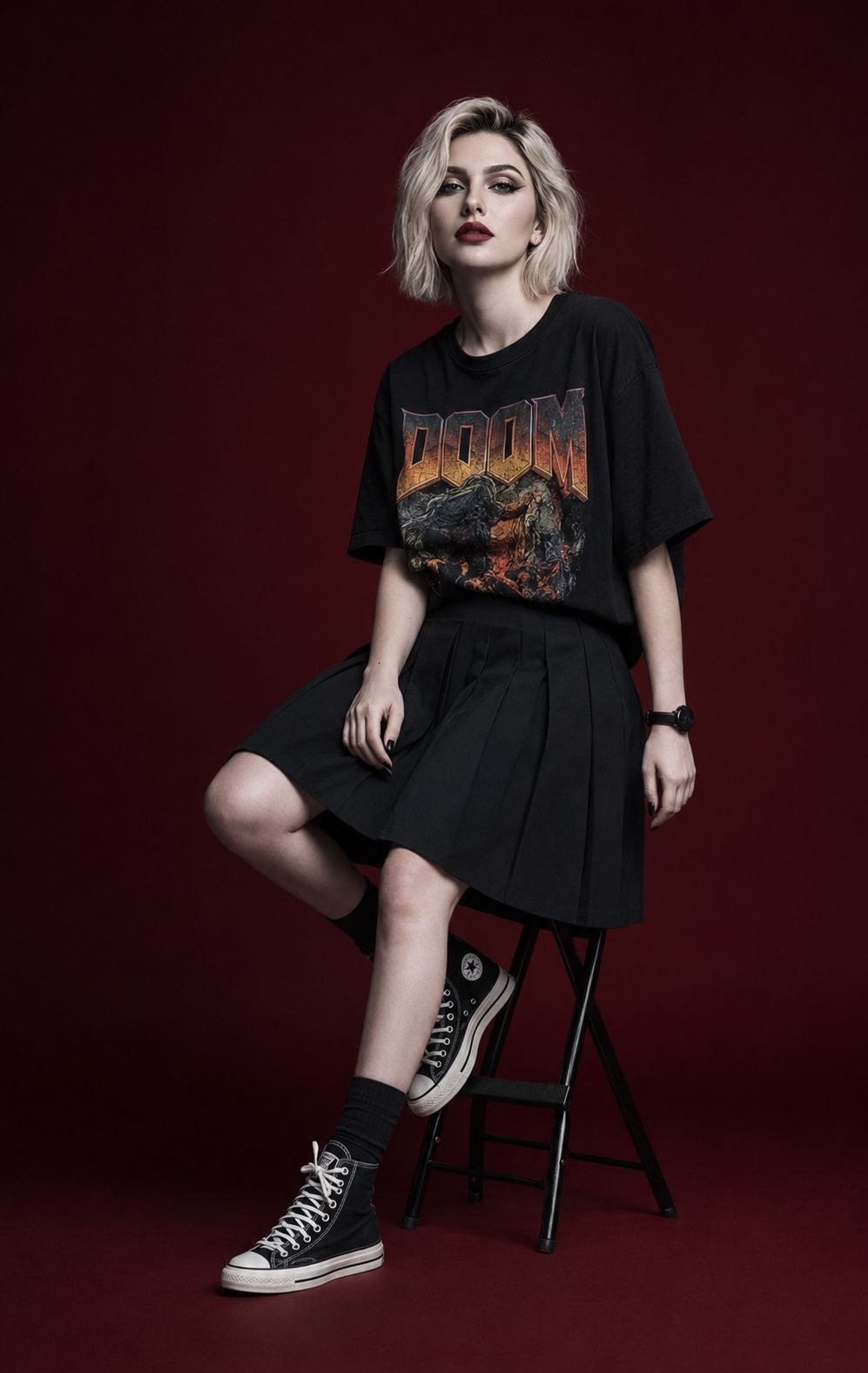 Black Oversized T Shirt Featuring Graphic Remix In Metal Folding