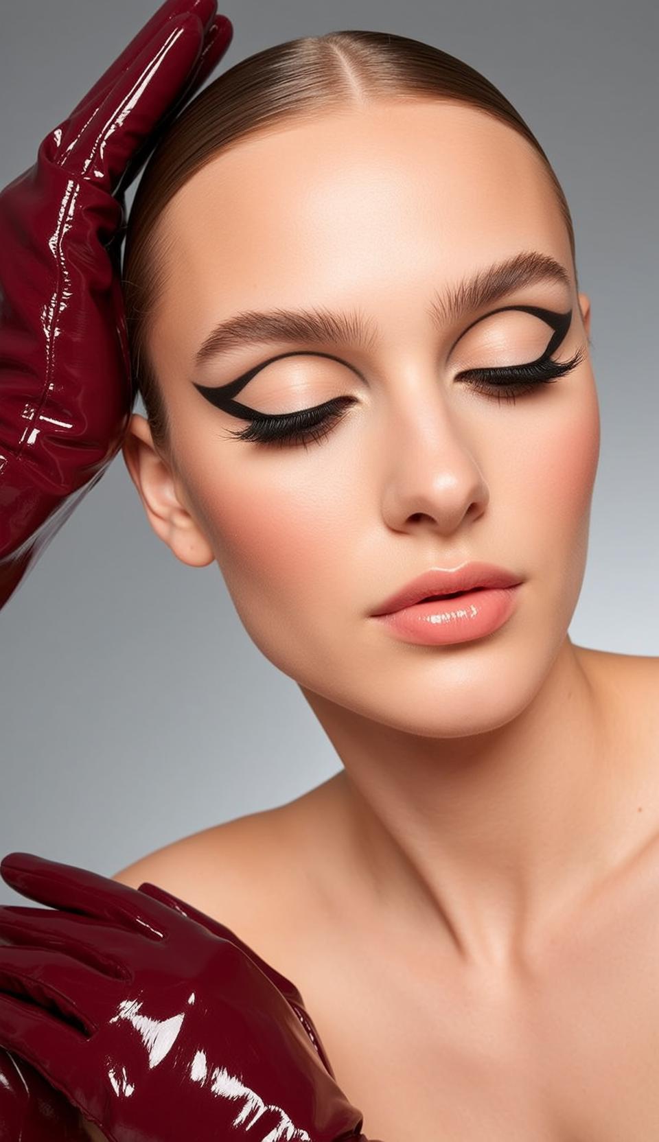 Photorealistic Medium Close-up Portrait Young Woman With Her Eyes Closed