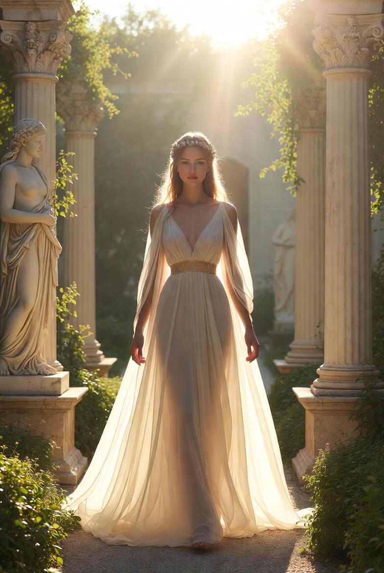 Flowing In Classical Garden Colonnade