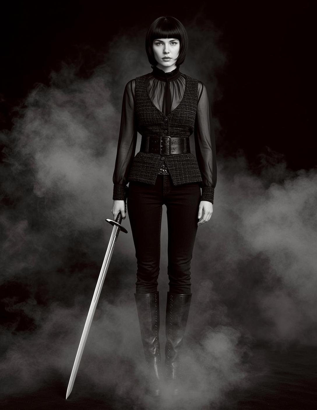 Black Blouse Sword Portrait