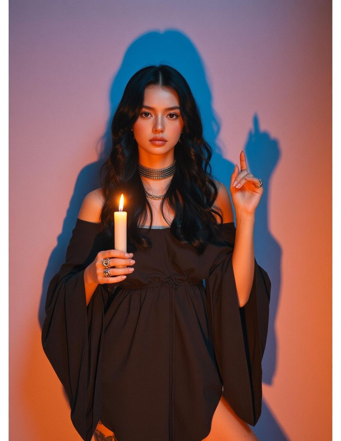 Candlelit Gothic Dress Portrait