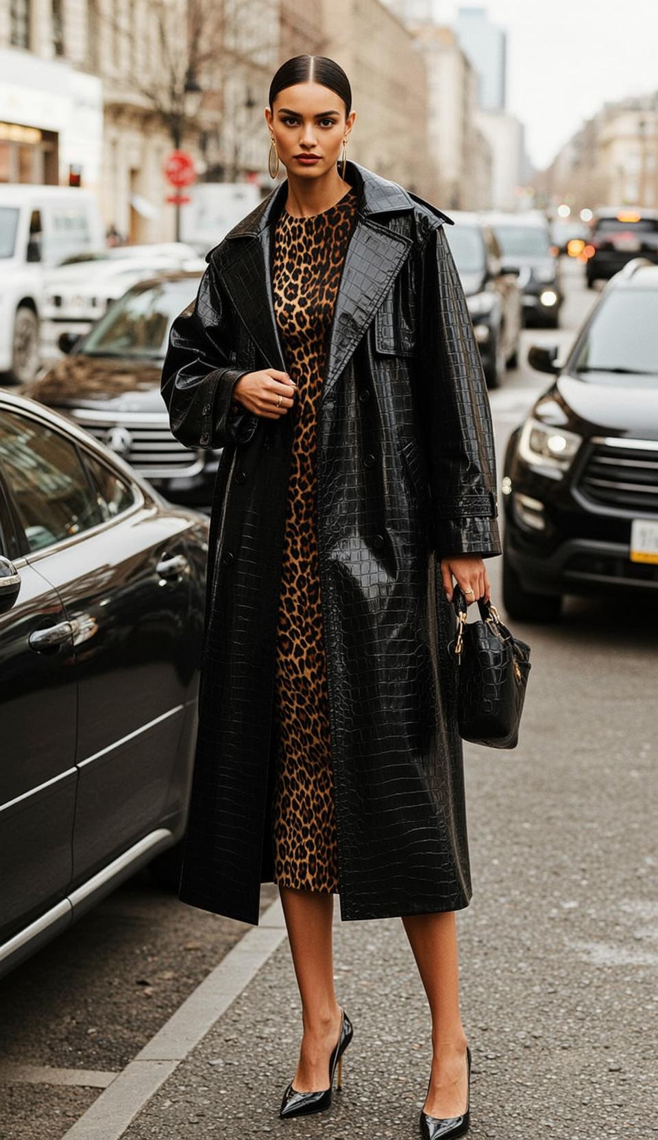 Fashion Week Slicked Back Medium Leopard Print