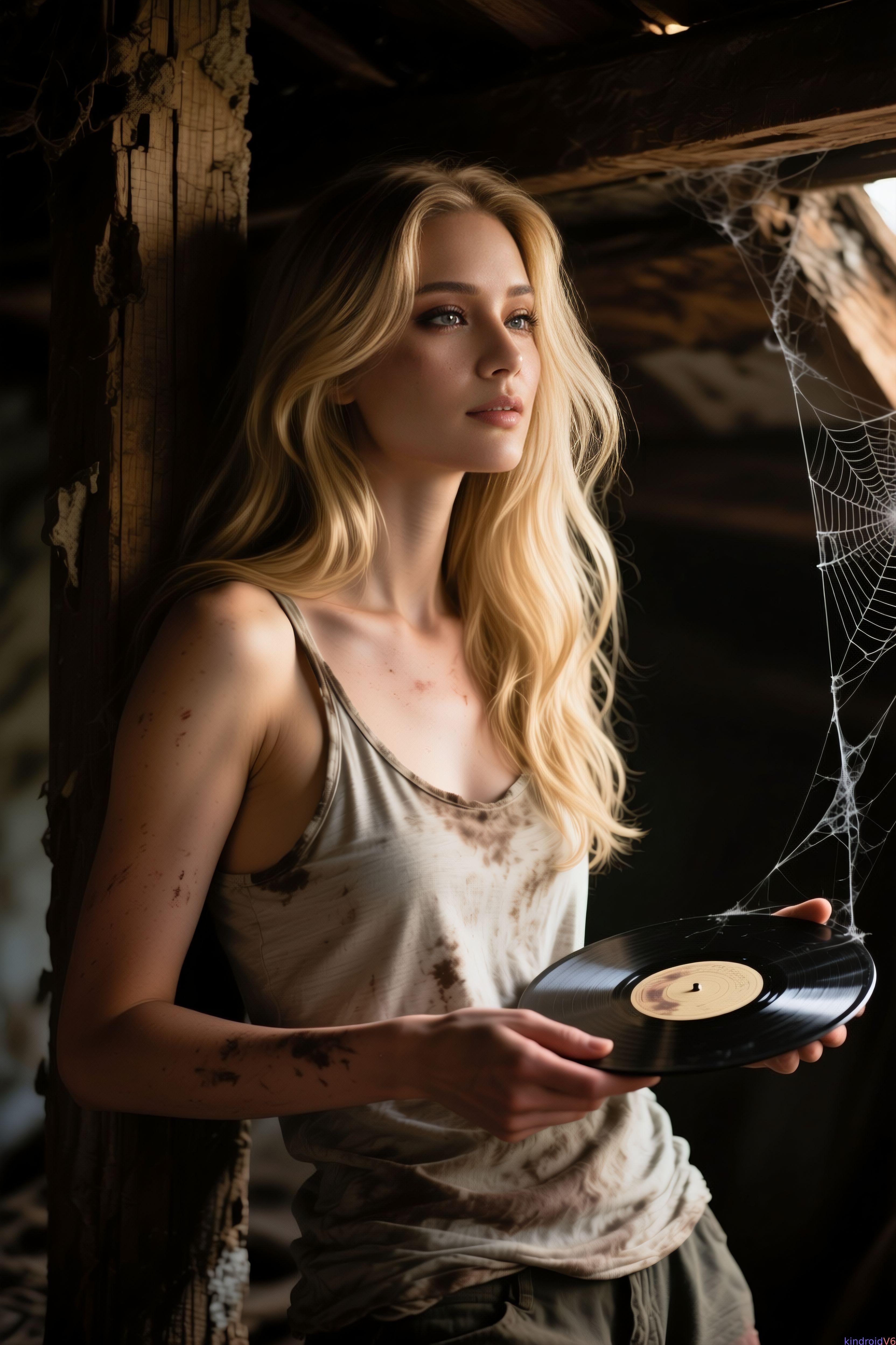 Holding Vinyl Record In Derelict Structure