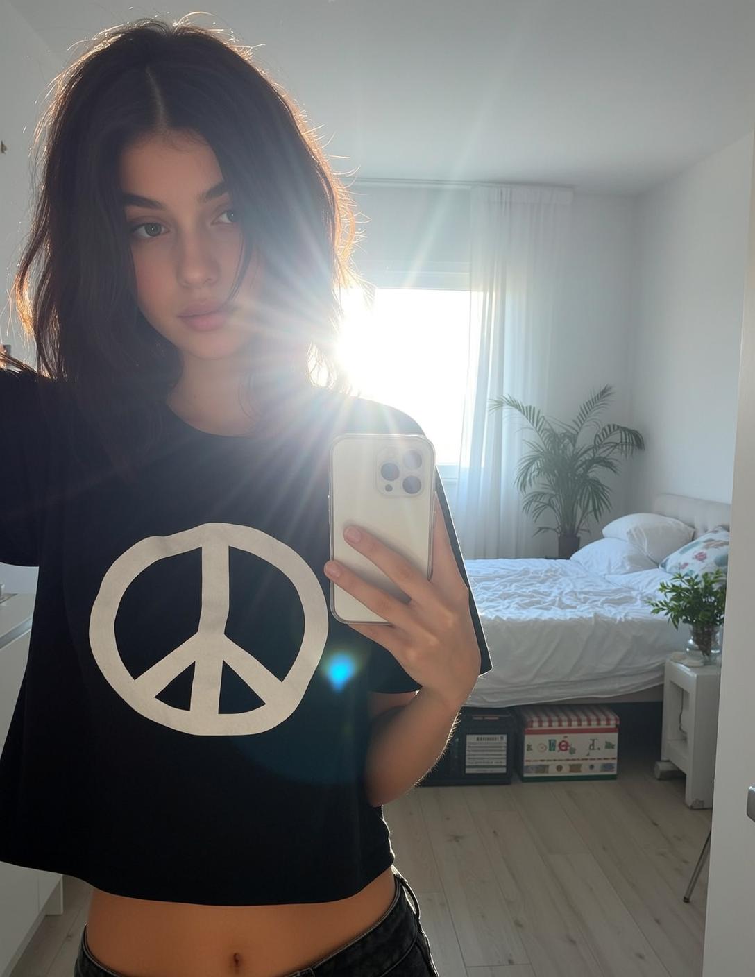 Explore Young Taking Mirror Selfie Bedroom Holding