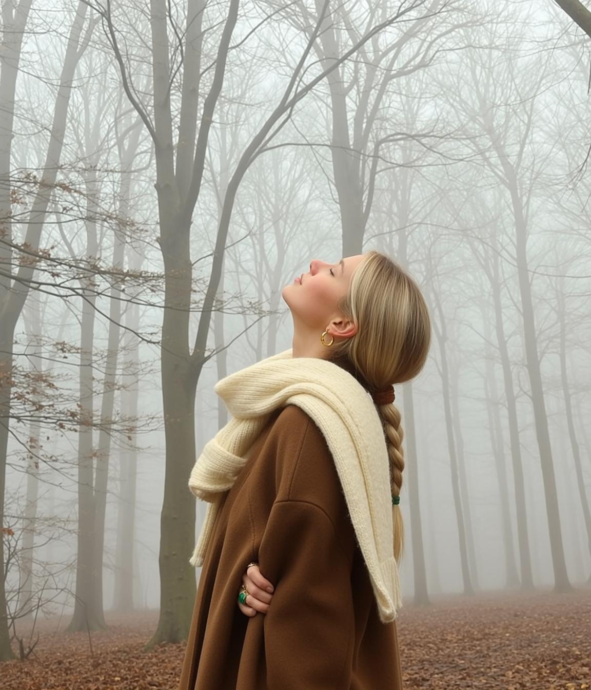 Autumn Young Blonde Braided Fair Brown Coat