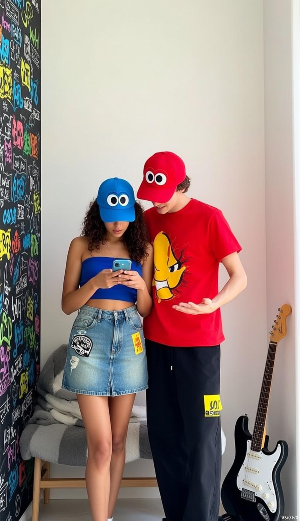 Casual Indoor Duo with Phone