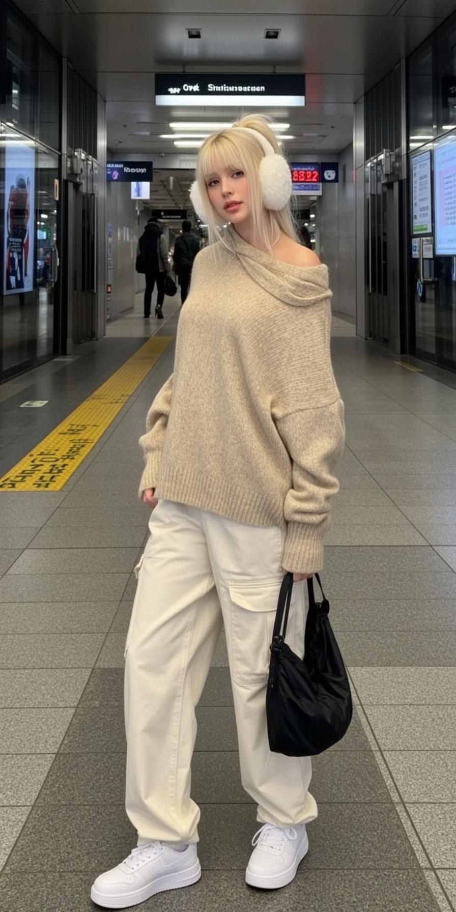 Beige Sweater Subway Station