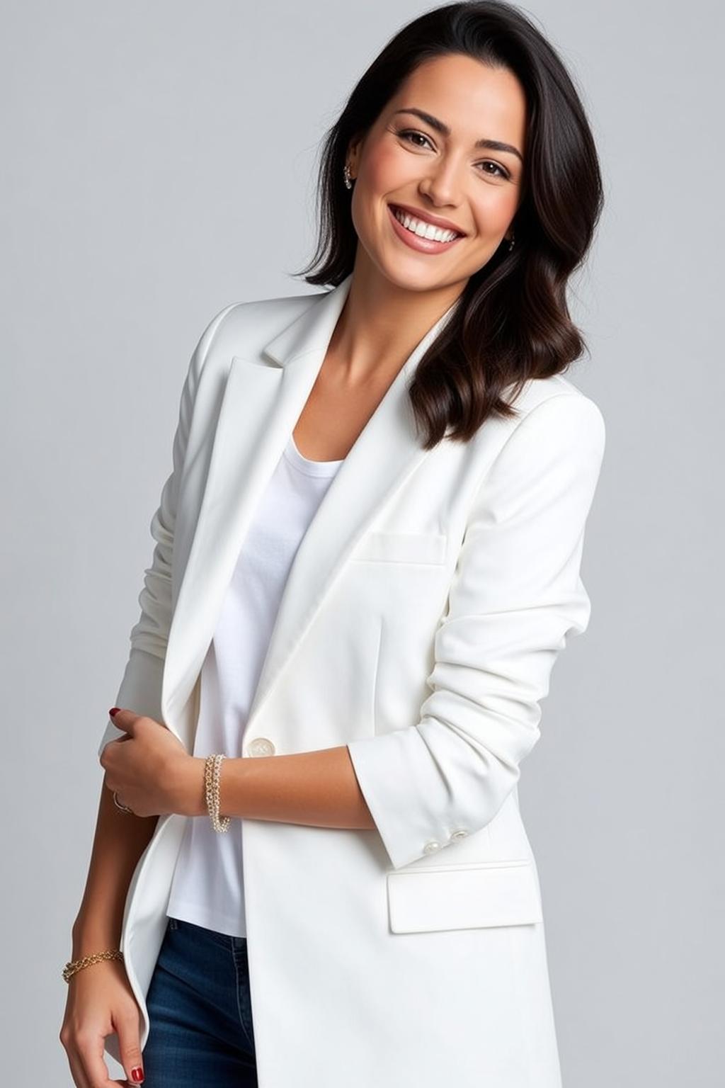 Luxury Dark Brown Wavy Shoulder-length Light-toned White