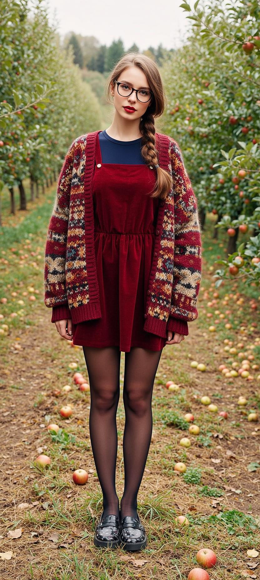 Autumn Young Long Brown Braid Fair Navy