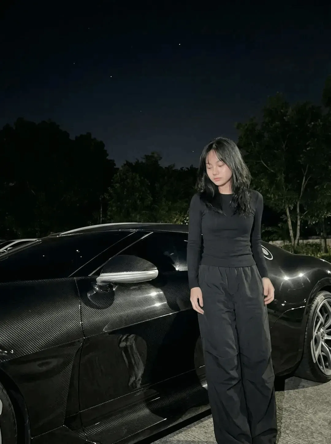 Beside Black Sports Car Night Stars