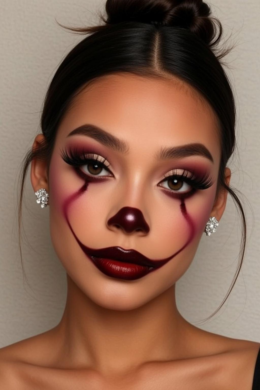 Halloween Makeup Young Dark Brown Pulled Bun